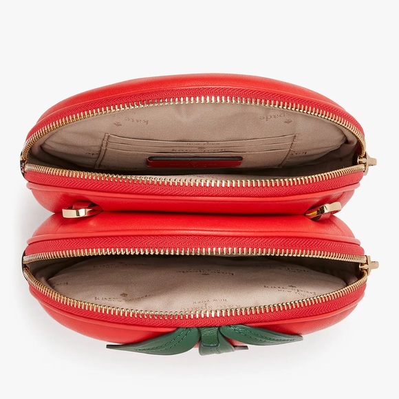♠️🍅kate spade 3D Tomato Mangia Double Dual Compartment Small Crossbody Bag Red - Picture 5 of 15